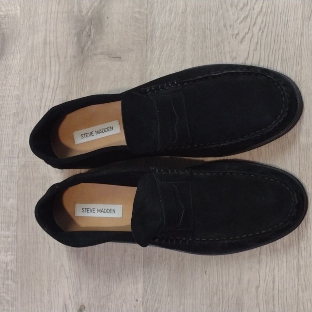 STEVE MADDEN MENS SUEDE SLIPPERS SIZE 12  BLACK